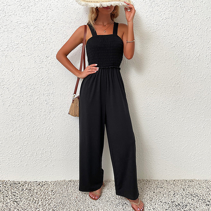 Damen Jumpsuit mit weitem Bein und elastischem Oberteil EB