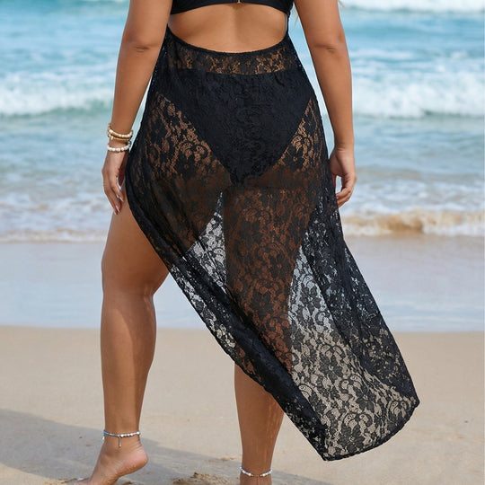 Damen Transparentes Spitzenstrandkleid EB