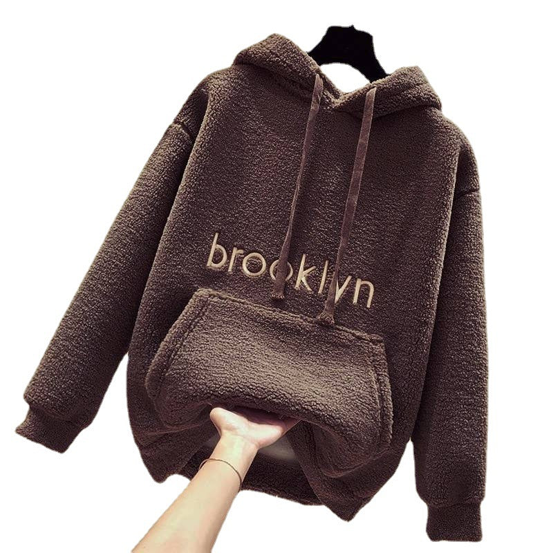 Damen kuscheliger Hoodie mit bequemer Passform und lässigem Schriftzug EB