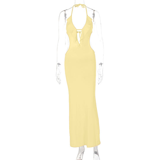 Damen Maxikleid mit Rüschendekor und figurbetontem Schnitt EB