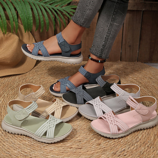 Damen Bequeme und stilvolle Riemensandalen mit elastischen Details EB