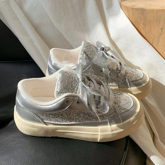 Damen Glitzernde Freizeit-Sneaker mit atmungsaktivem Obermaterial und rutschfester Sohle EB