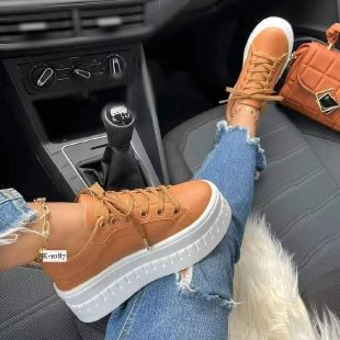 Damen Komfortable High-Top Sneakers mit trendiger Plateau-Sohle EB