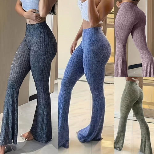 Damen Leggings mit hohem Bund und schickem Schlagdesign EB