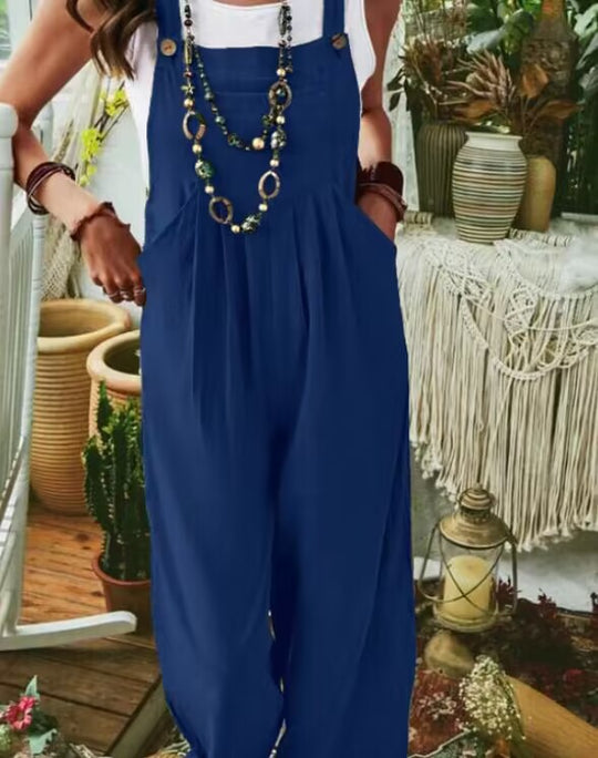Damen Lässiger Jumpsuit mit praktischem Taschendesign und weiten Beinen EB