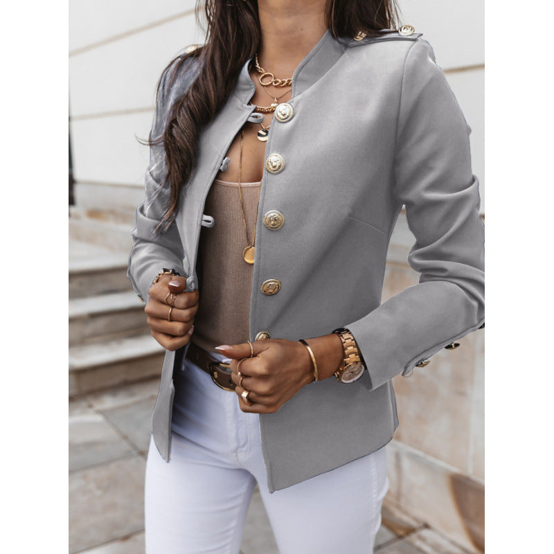 Damen modischer Blazer mit goldenen Knöpfen und schmalem Schnitt EB