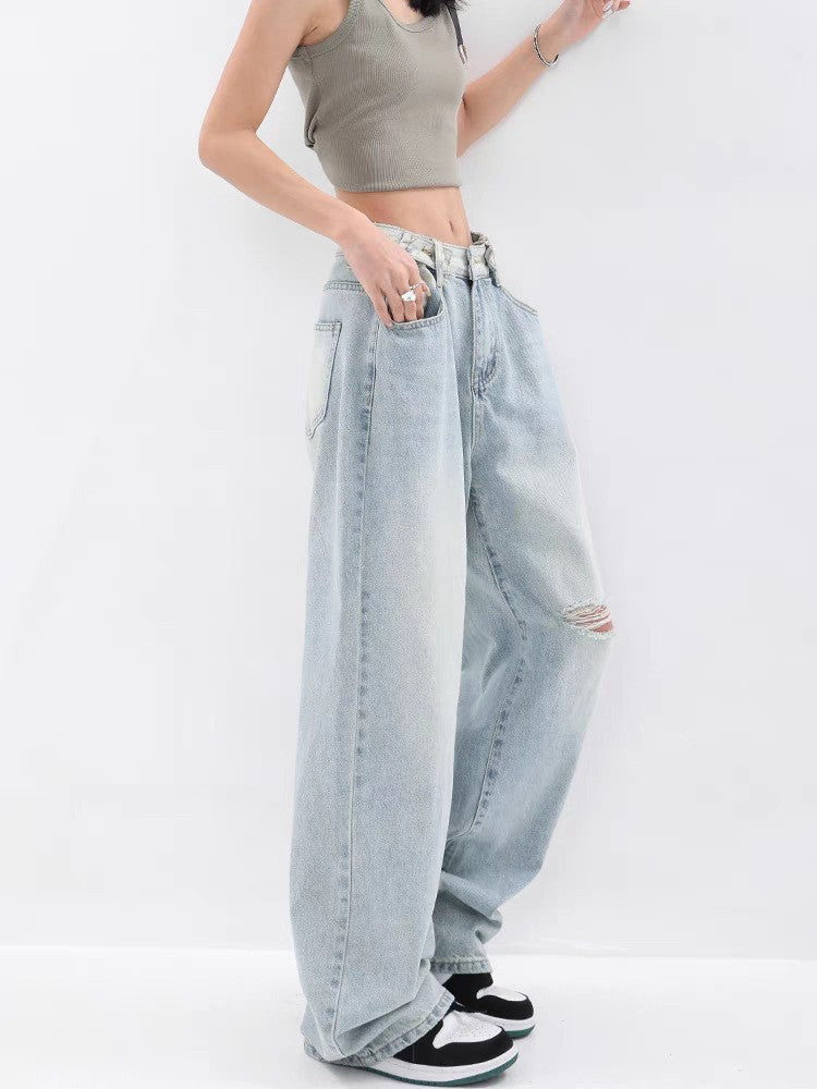 Damen Baggy-Jeans mit hohen Taille und lässiger Passform EB