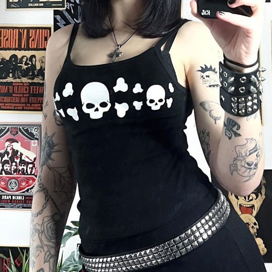 Damen Tanktop mit auffälligem Totenkopf-Design EB
