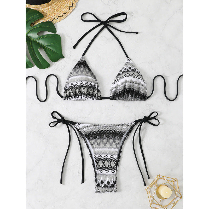 Damen Triangel-Bikini mit farbenfrohem Muster EB