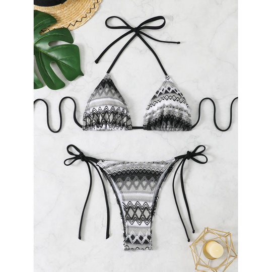 Damen Triangel-Bikini mit farbenfrohem Muster EB