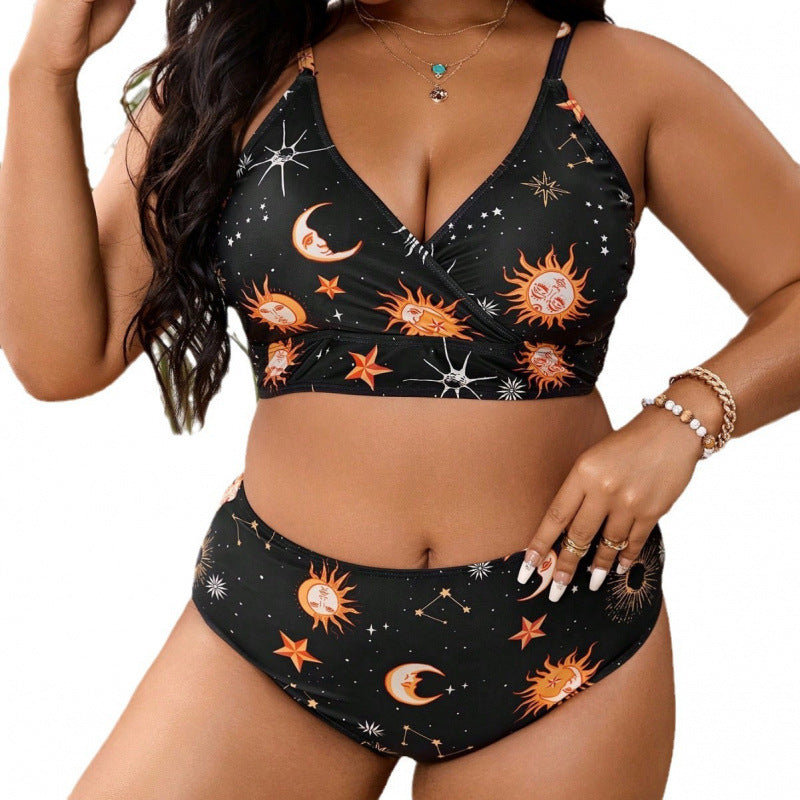 Damen Triangel-Bikini mit gebundenem Oberteil und verspieltem Sternenmuster EB