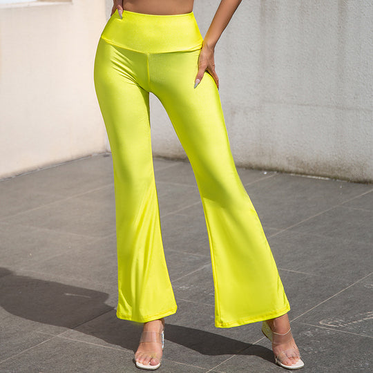 Damen Flared-Hose mit schimmerndem Effekt und hohem Bund EB