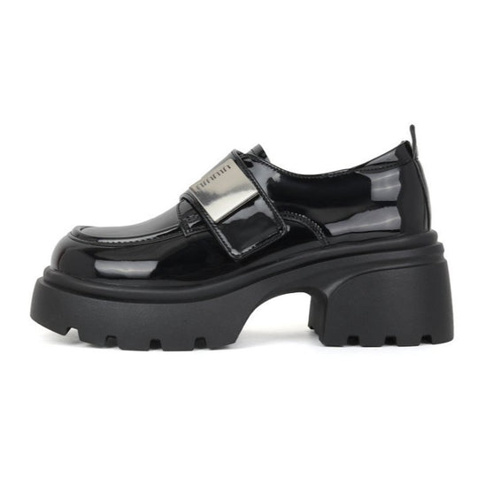 Damen modische Plateau-Slipper mit glänzender Oberfläche und stabiler Gummisohle EB