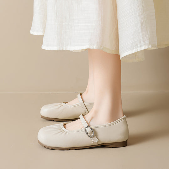 Damen Ballerinas mit durchgehendem Gummizug und dekorativem Riemchen EB