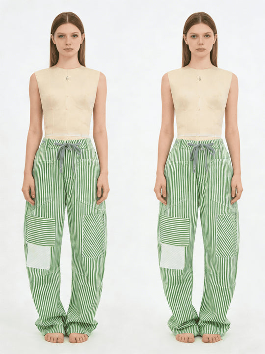 Damen weite Cargo-Hose mit praktischen Taschen und einzigartigem Design EB