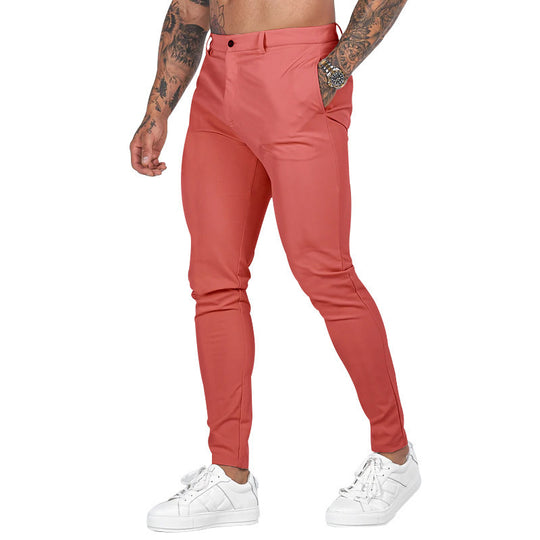 Herren nan Slim-Fit Stretch-Chino mit schmal zulaufendem Bein und dezenten Eingrifftaschen EB