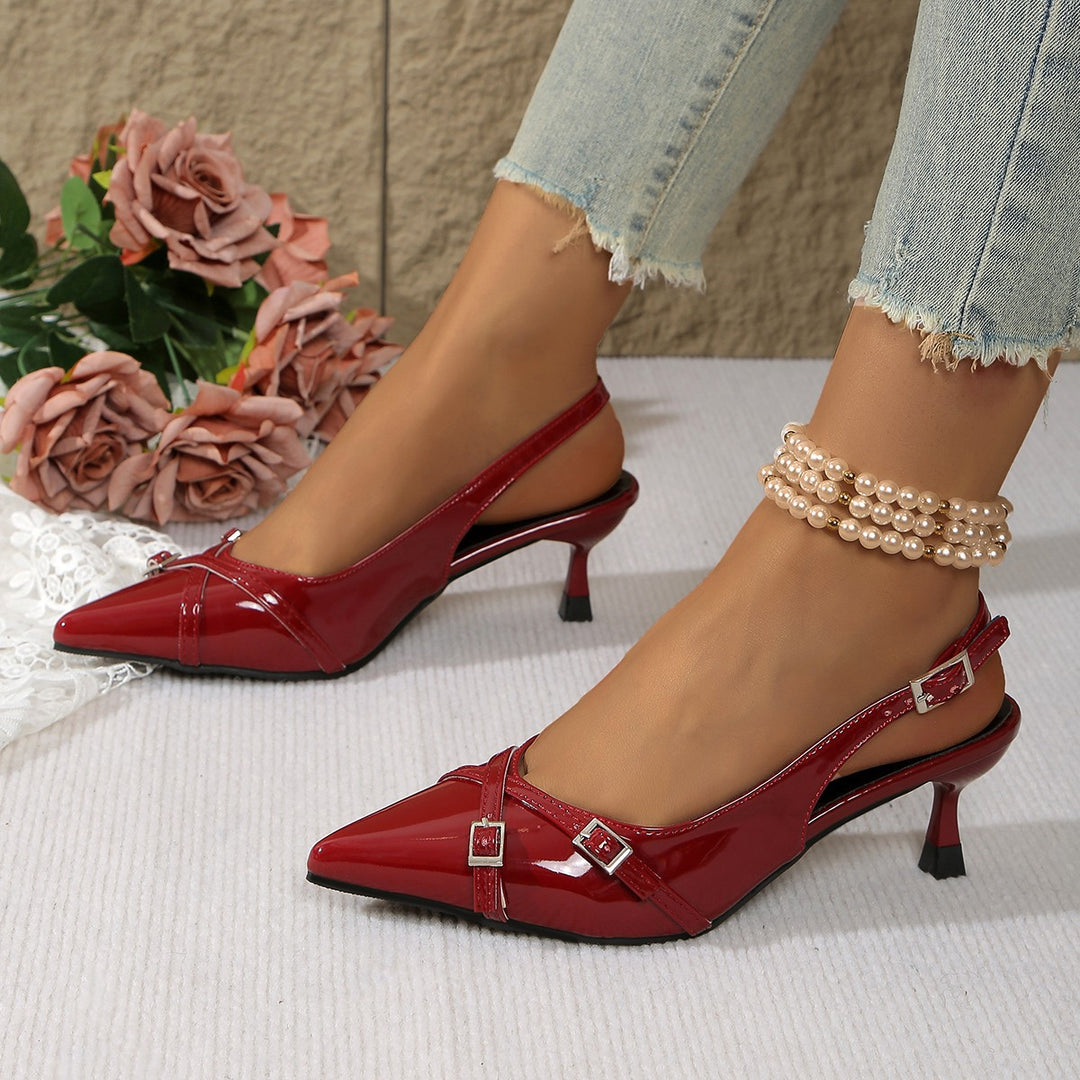 Damen Sling-Pumps mit elegantem Riemendesign und komfortablem Blockabsatz EB