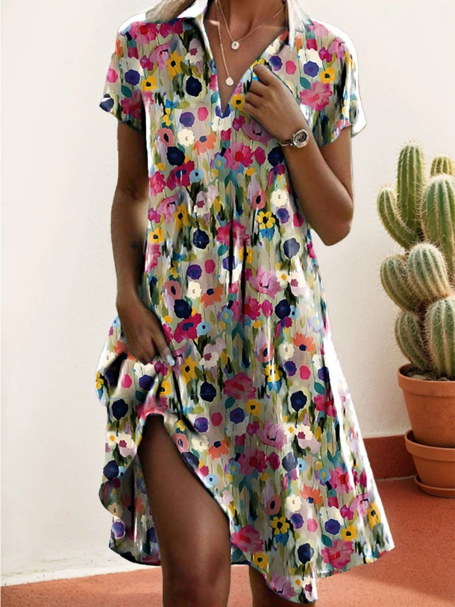 Damen Freizeitkleid mit floralem Design und asymmetrischem Schnitt EB