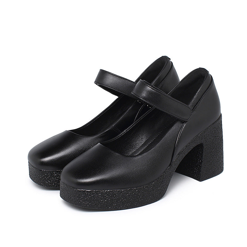 Damen Plateau Pumps mit verstellbarem Riemen und strukturiertem Blockabsatz EB