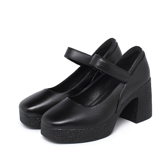 Damen Plateau Pumps mit verstellbarem Riemen und strukturiertem Blockabsatz EB