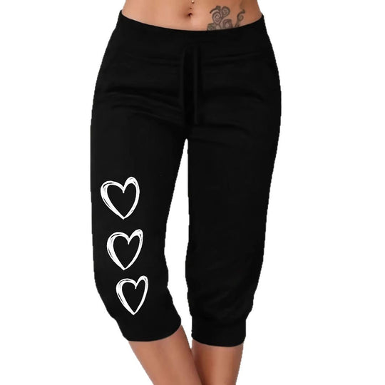 Damen Freizeithose mit lässigem Schnitt und verspieltem Herzmotiv EB