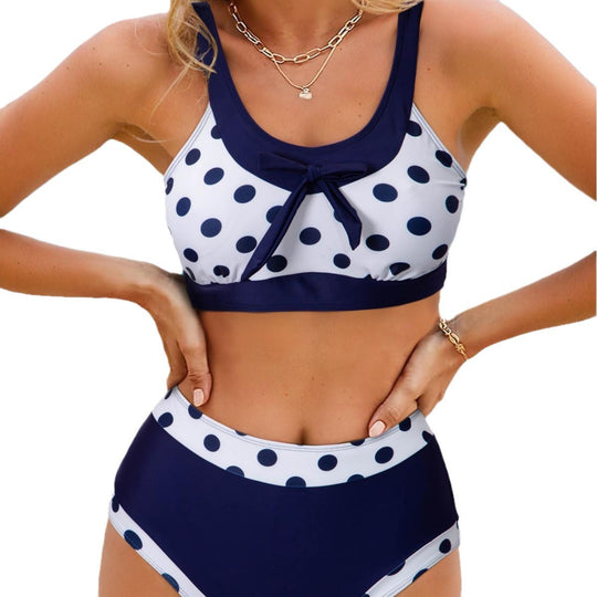Damen Hochtaillierter Bikini mit modischem Punktemuster EB