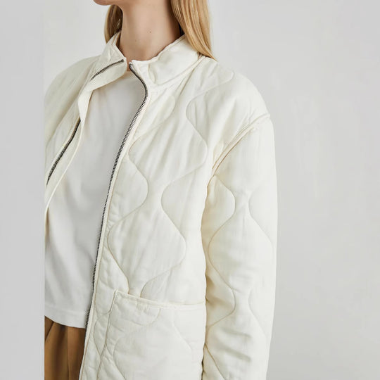 Damen gesteppte Oversized-Jacke mit hohem Kragen und elastischem Bund EB