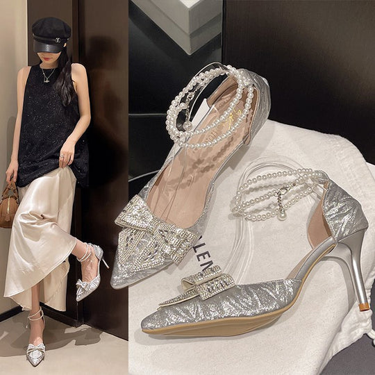 Damen Pumps mit Zierbogen und Perlendetail EB