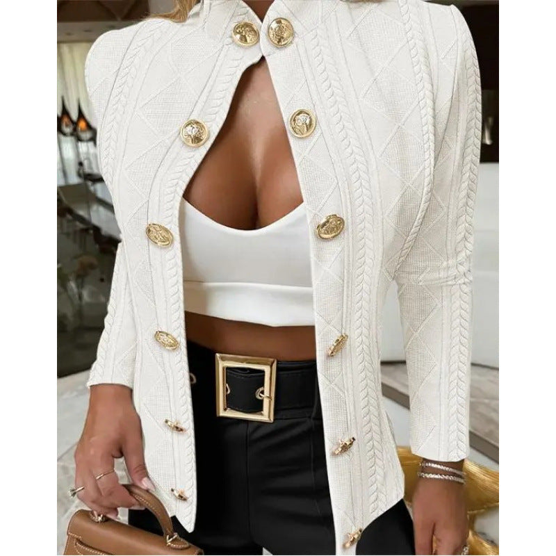 Damen Elegante und modische Strickjacke mit dekorativen Knöpfen EB