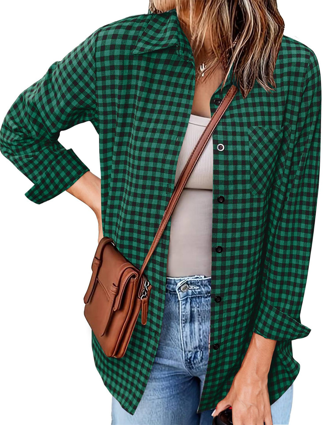 Femme Button-Up Gingham Check Shirt EB
