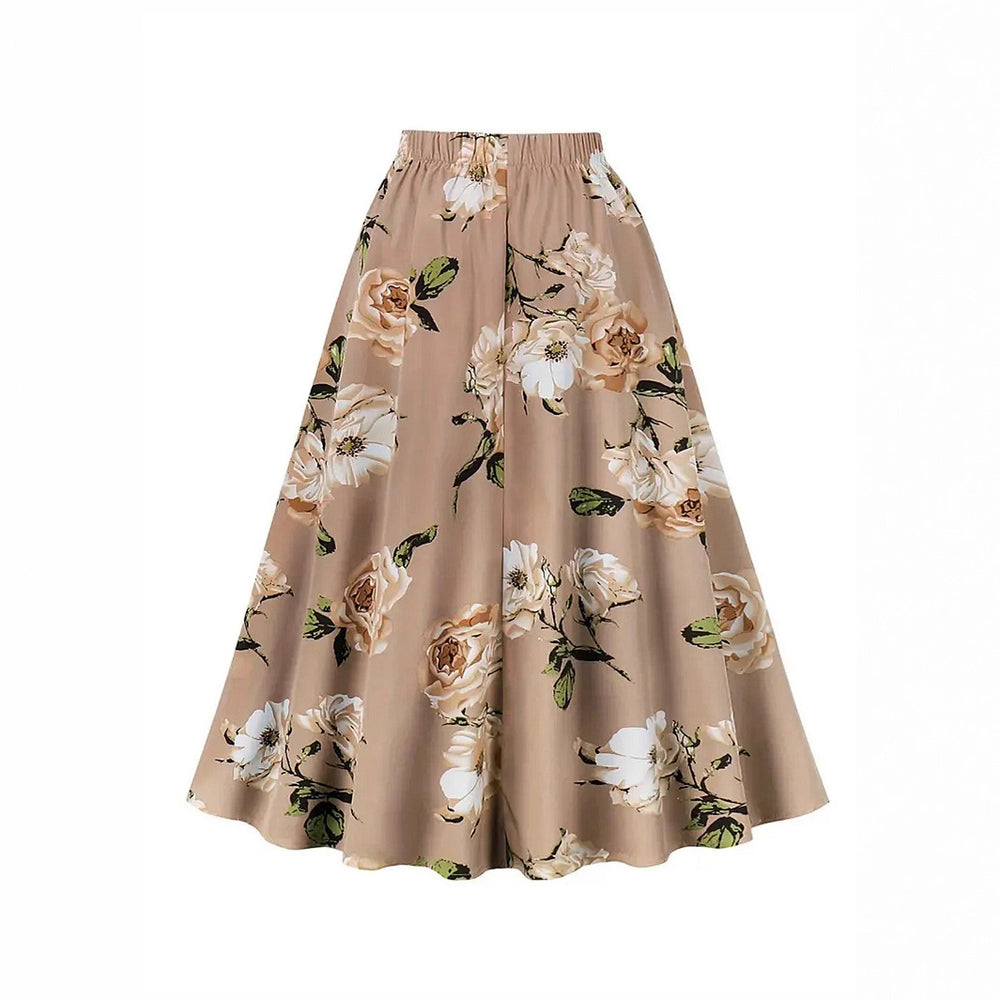 Damen Maxi-Rock mit floralem Muster und taillierter Schleife EB