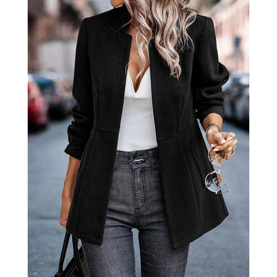 Damen Herringbone Blazer mit strukturiertem Schnitt EB