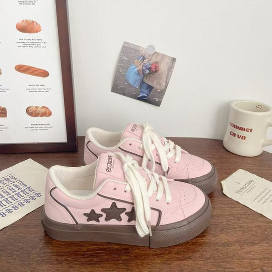Damen Sportliche Sneakers mit modischen Sternenapplikationen EB