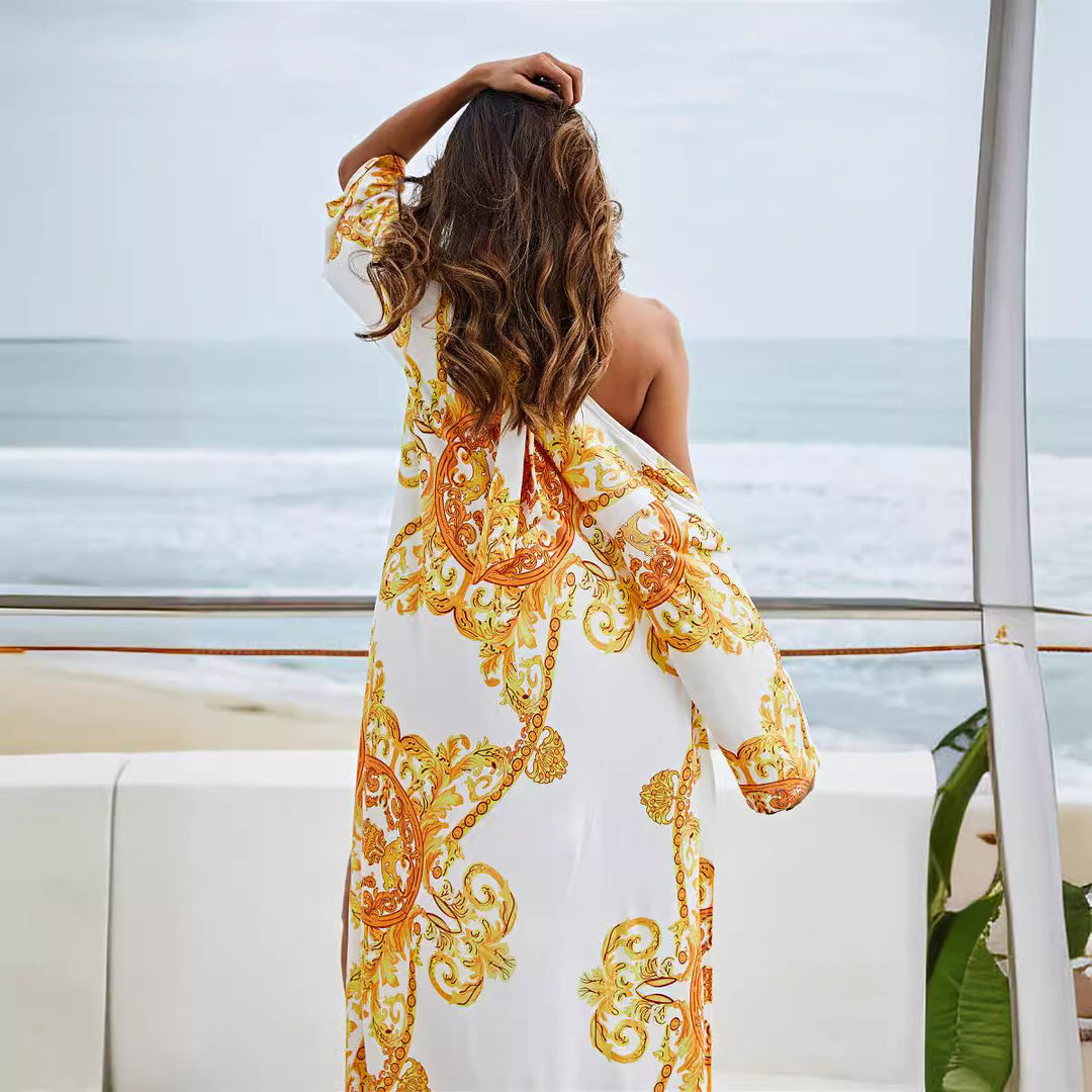Damen Luxuriöser Strandkimono mit elegantem Barockmuster EB