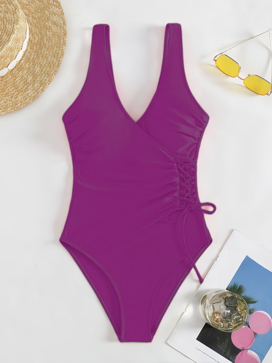 Damen Einteiliger Badeanzug mit raffiniertem Wickeldesign EB