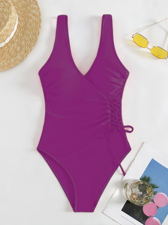 Damen Einteiliger Badeanzug mit raffiniertem Wickeldesign EB