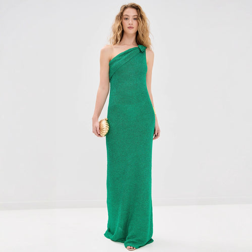 Damen Elegantes asymmetrisches Maxikleid aus Netz EB