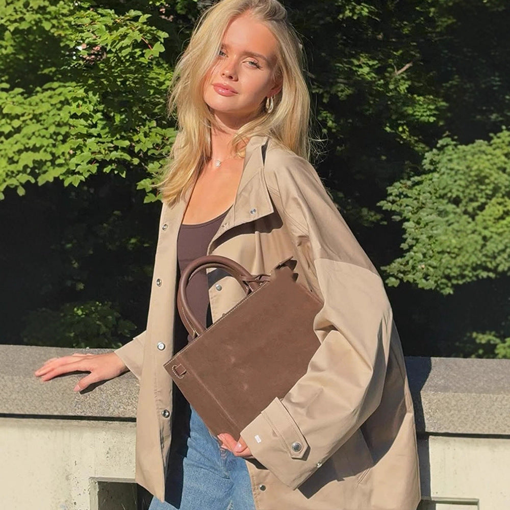 Damen lässige Oversized Jacke mit praktischen Taschen EB