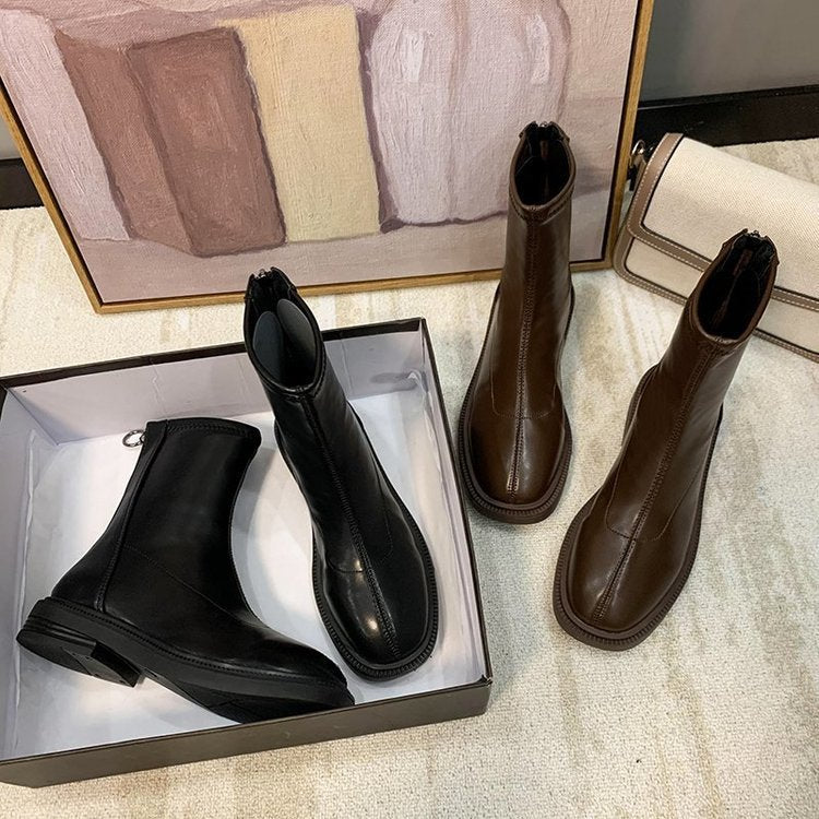 Damen Modische Chelsea-Stiefel mit flexiblem Reißverschluss und strapazierfähiger Sohle EB