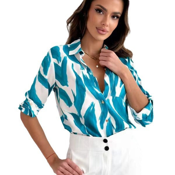 Damen Bluse mit floralen Akzenten und lässigem Schnitt EB