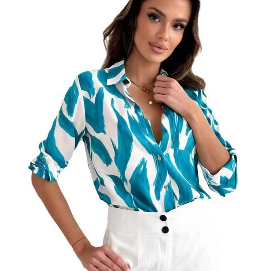 Damen Bluse mit floralen Akzenten und lässigem Schnitt EB