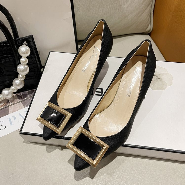 Damen Elegante Ballerinas mit innovativer Schnallenverzierung EB