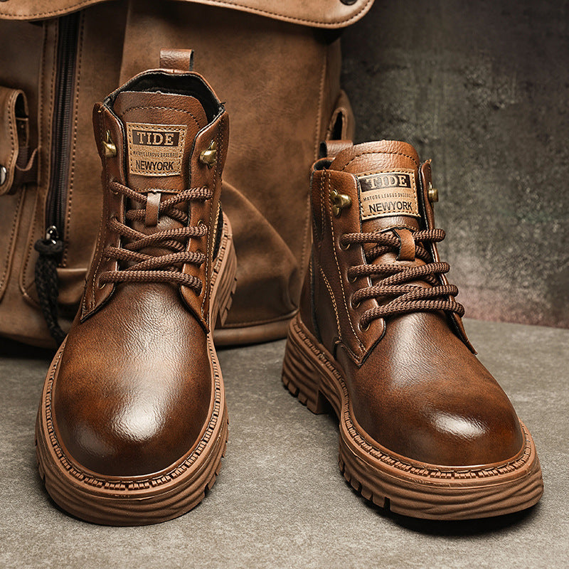 Damen robuste Schnürboots aus hochwertigem Kunstleder EB