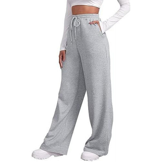 Damen nan fließende High-Waist Palazzo-Loungehose aus leichtem Jersey mit Elastikbund und praktischen Eingrifftaschen EB