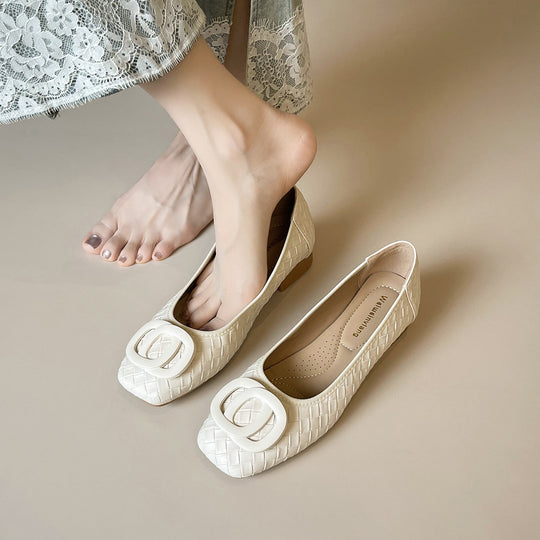 Damen Ballerinas mit schickem Reliefmuster und modischem Schnallenakzent EB