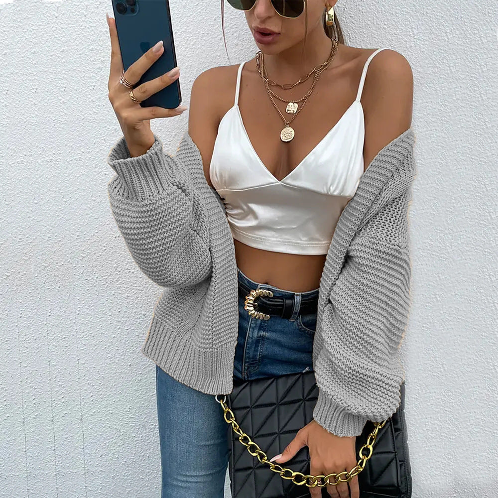 Damen Grobstrickjacke mit weitem Schnitt und weichen Ärmeln EB