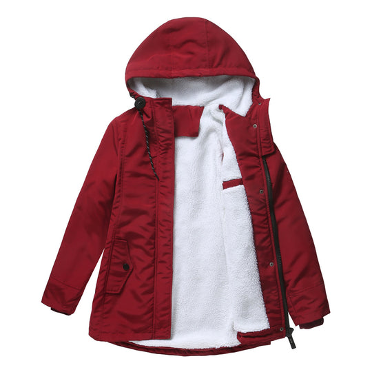 Damen nan gefütterte Winterparka mit Teddyfleece Innenfutter und Kapuze EB