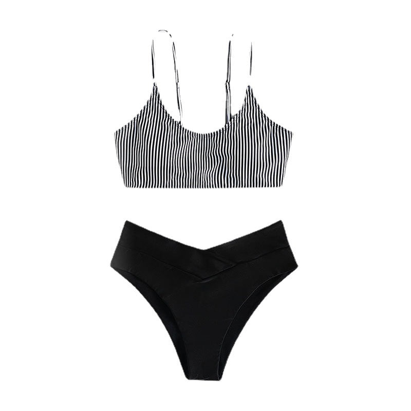 Damen Bikiniset mit raffiniertem Trägerdesign und hoch tailliertem Höschen EB