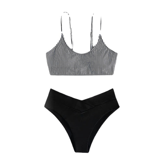 Damen Bikiniset mit raffiniertem Trägerdesign und hoch tailliertem Höschen EB