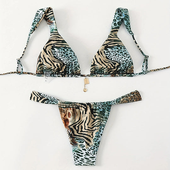 Damen Triangel-Bikini mit floralen Details EB